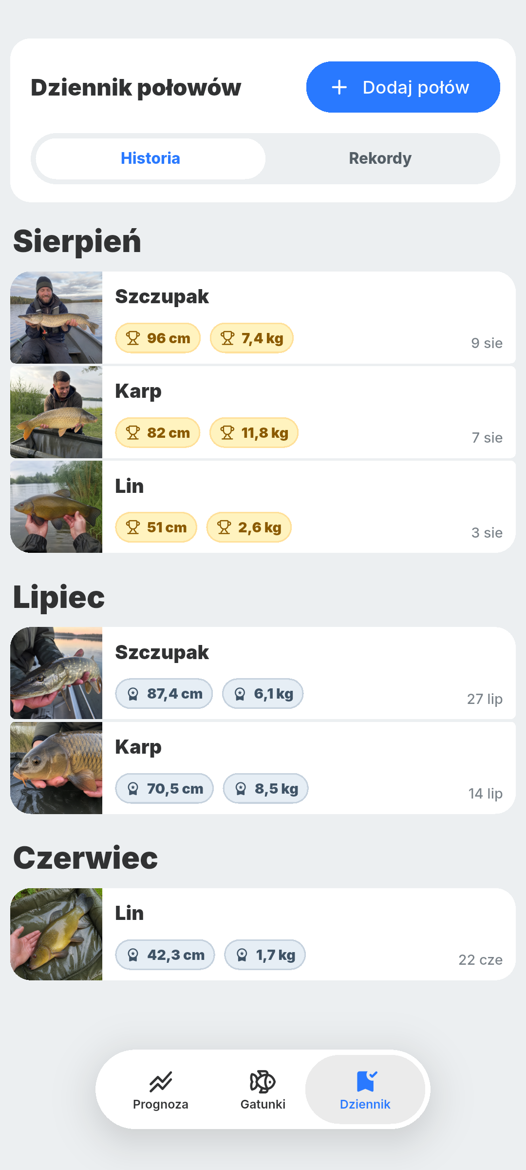 Dziennik połowów BiteRadar