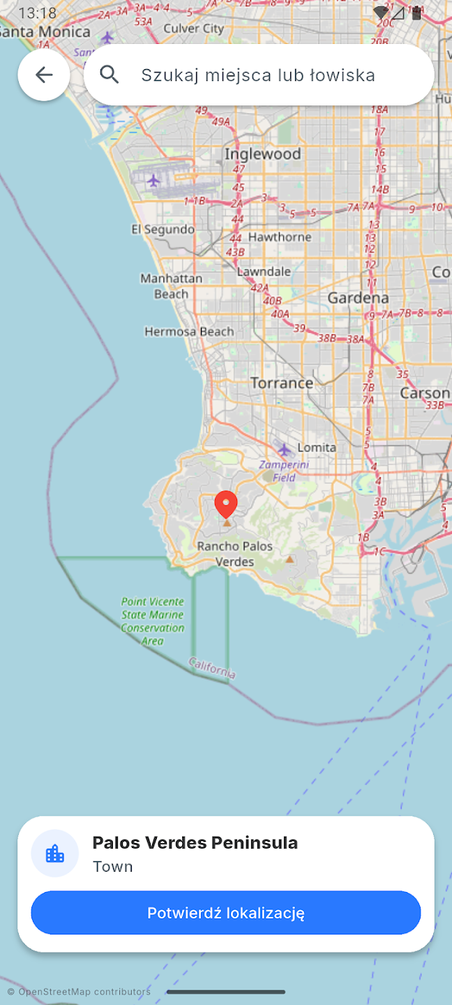 Fishing spots and points map